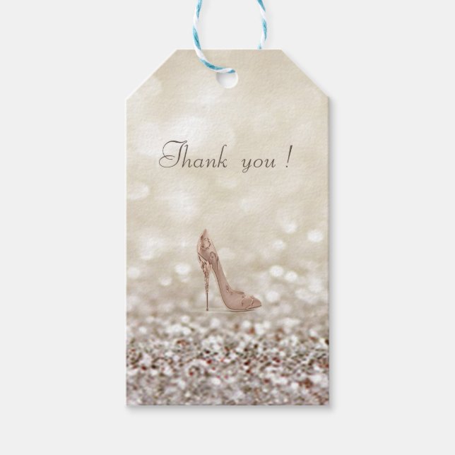 Étiquettes-cadeau Classé Luxe Élégant Glittery Bokeh, talon (Devant)
