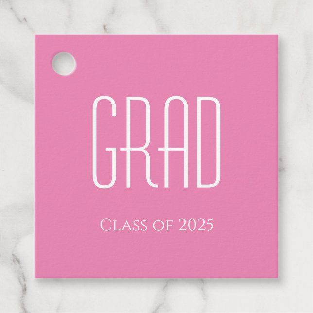 Étiquettes Cadeau Classe simple de 2025 Graduation Party mignon rose (Devant)