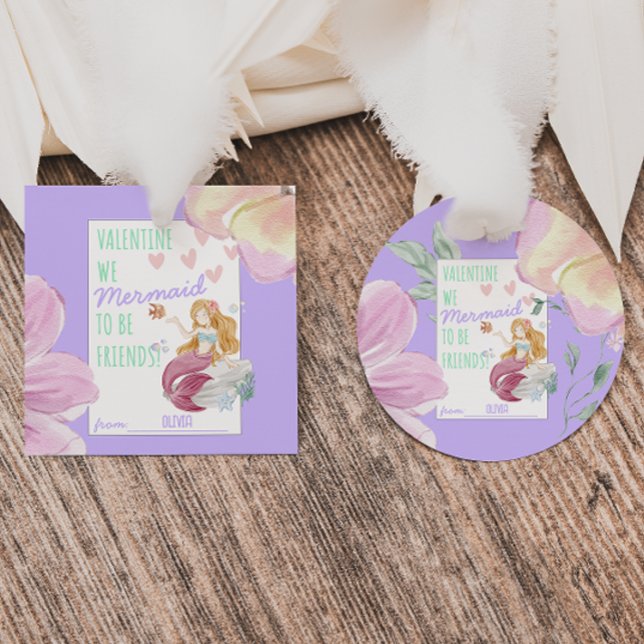 Étiquettes Cadeau Classe Valentine's Personnalisé MERMAID (Créateur téléchargé)