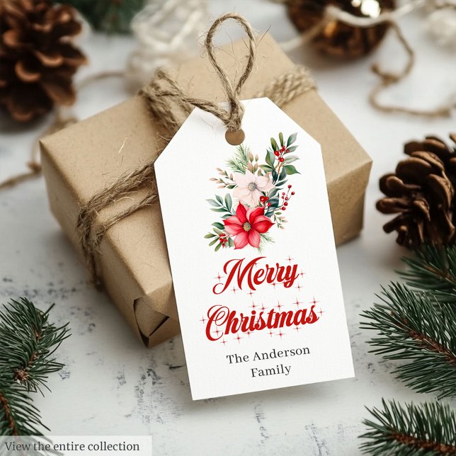 Étiquettes-cadeau Classic Christmas Poinsettia Botanical Gift Tag (Classic Christmas Poinsettia Botanical Gift Tag

)