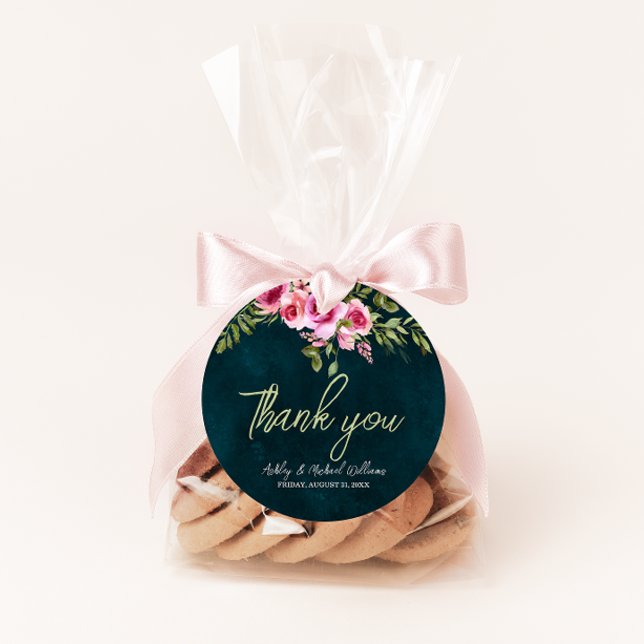 Étiquettes Cadeau Classic Emerald Vert Floral Dark Moody Mariage (Créateur téléchargé)