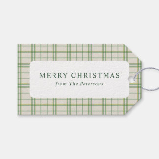 Étiquettes-cadeau Classic Ivory & Green Plaid Christmas