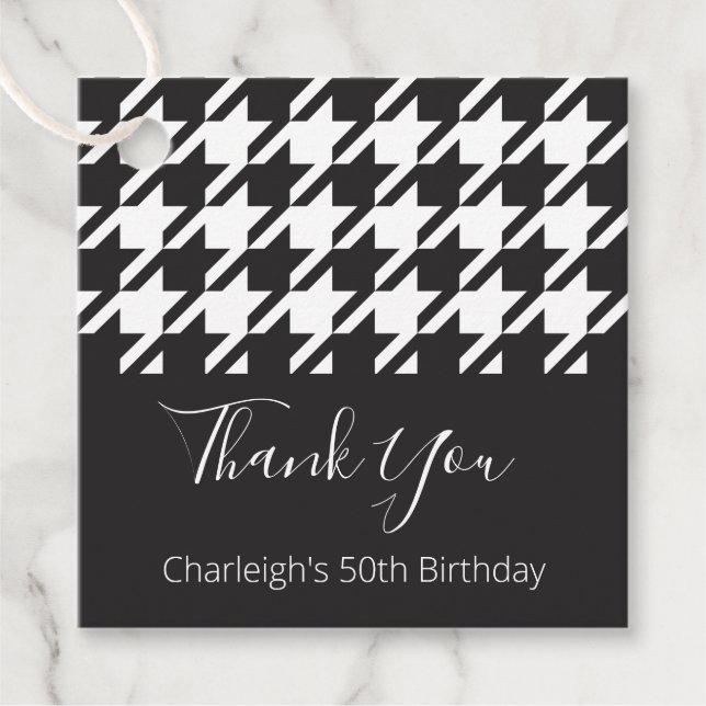 Étiquettes Cadeau Classic moderne noir et blanc Houndstooth (Devant)