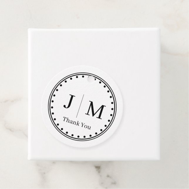 Étiquettes Cadeau Classic Monogram Wedding Border line (En situation)