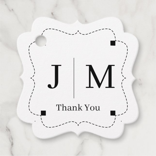 Étiquettes Cadeau Classic Monogram Wedding Border line (Devant)