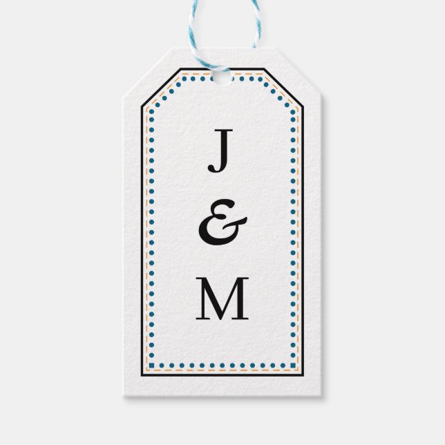 Étiquettes-cadeau Classic Monogram Wedding Border line (Devant)