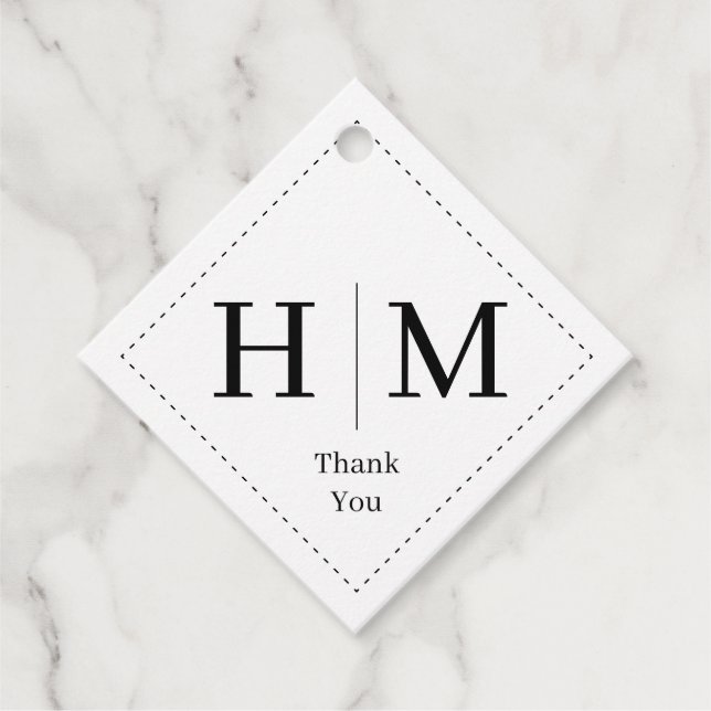 Étiquettes Cadeau Classic Monogram Wedding Border line (Devant)