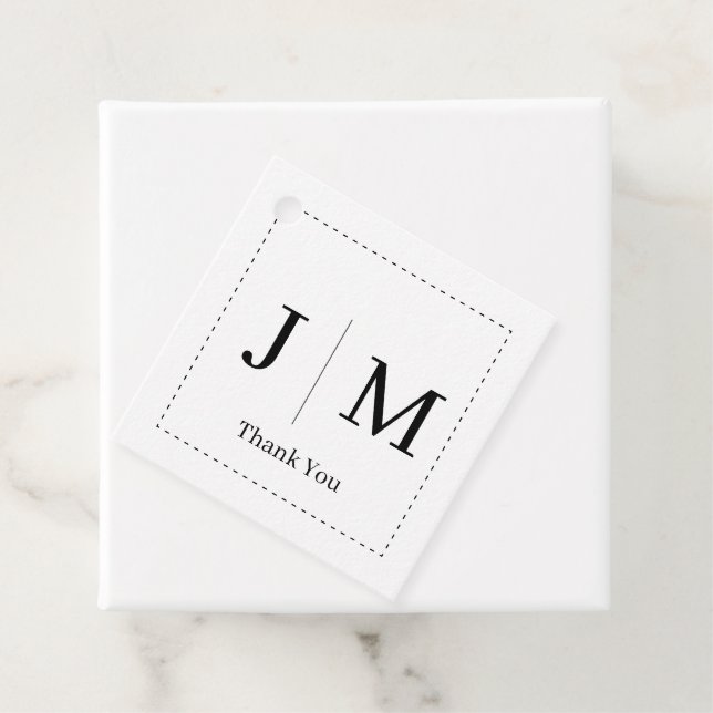 Étiquettes Cadeau Classic Monogram Wedding Border line (En situation)