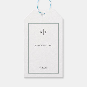 Étiquettes-cadeau Classic Monogramme Dusty Green Tags cadeaux