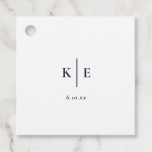 Étiquettes Cadeau Classic Navy Blue Monogram Wedding Favor Cadeau Ta