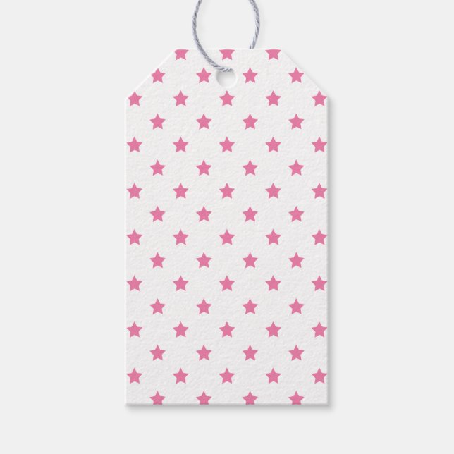 Étiquettes-cadeau Classic Stars Fuchsia Pink - White (Devant)