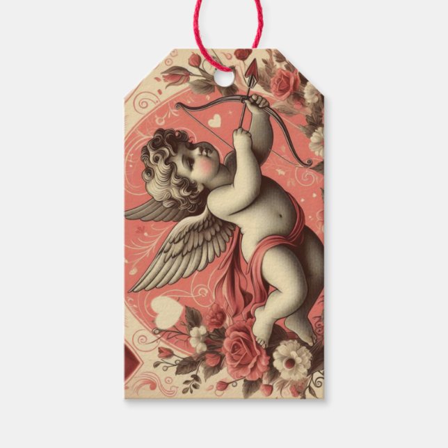 Étiquettes-cadeau Classic/Vintage/Retro Saint-Valentin cupide (Devant)