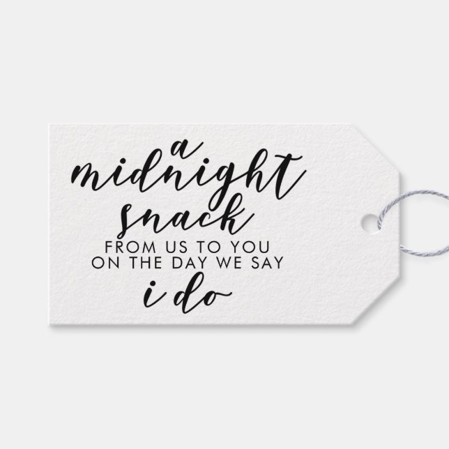 Étiquettes-cadeau Classique Black Midnight Snack Mariage Merci (Devant (Horizontal))