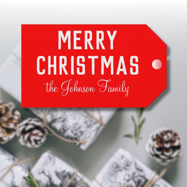 Étiquettes-cadeau Classique Cool moderne Noël rouge (Créateur téléchargé)