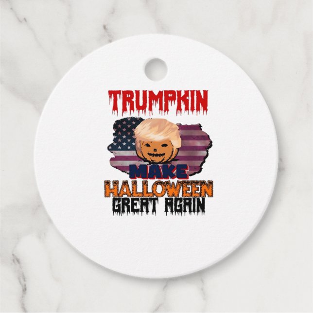 Étiquettes Cadeau Classique d'Halloween de Trumpkin (Devant)