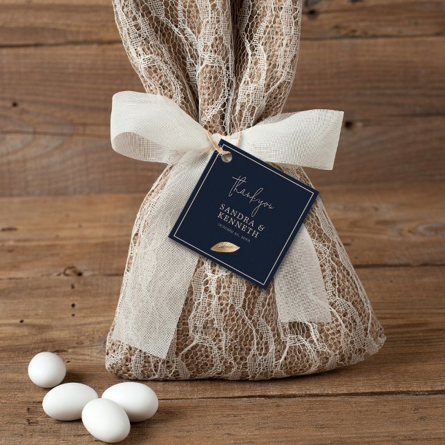 Étiquettes Cadeau Classique et élégant I Bleu foncé I Merci Mariage (Créateur téléchargé)