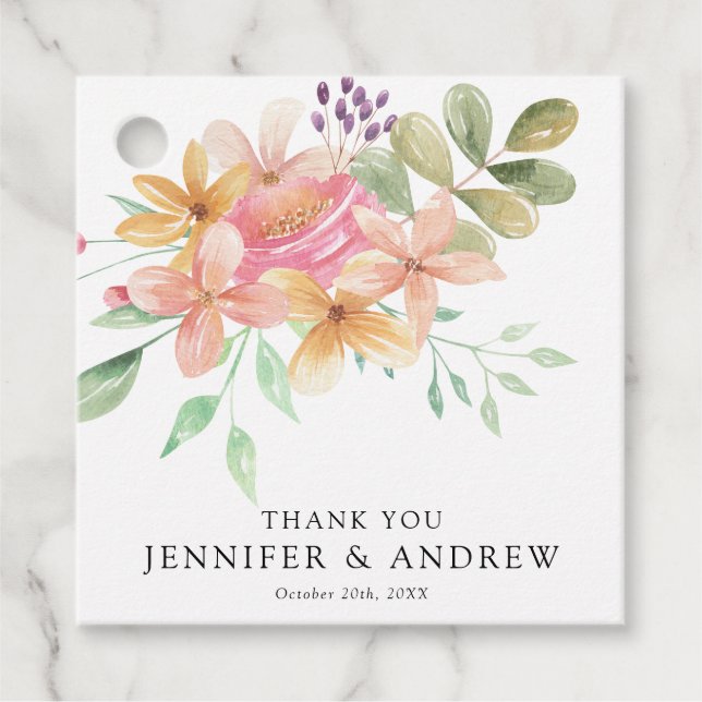 Étiquettes Cadeau Classique Floral Moderne Élégant (Devant)