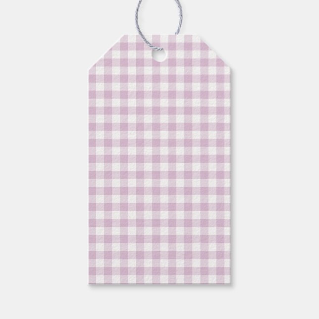 Étiquettes-cadeau Classique Gingham Début d'Automne | Lilas Chaud (Devant)