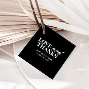 Étiquettes Cadeau Classique Luxe Noir   Remerciements de Mariage