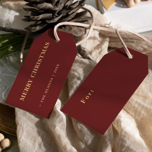 Étiquettes-cadeau Classique minimaliste Joyeux Noël Rouge