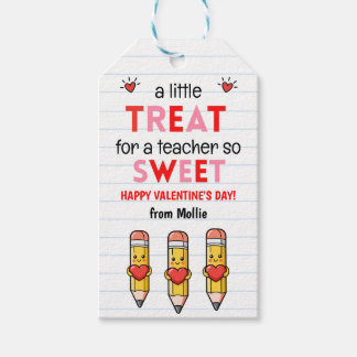 Étiquettes-cadeau Classroom Valentines Teacher Heart Pencil Gift Tag