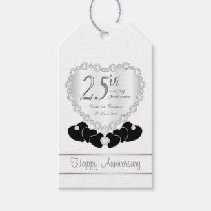 Étiquettes-cadeau Classy 25th Silver Mariage Anniversary