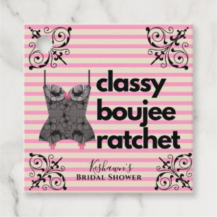 Étiquettes Cadeau Classy Boujee Ratchet Lingerie rose et noire