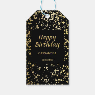 Étiquettes-cadeau Classy Egypt Gold arrose noir Anniversaire