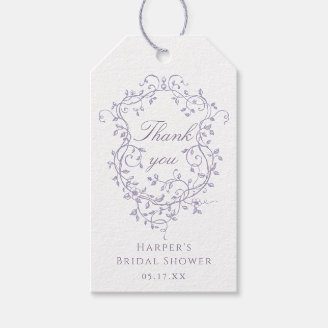 Étiquettes-cadeau Classy French Lavender Bridal Shower Thank You (Devant)