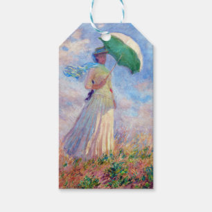 Étiquettes-cadeau Claude Monet - Femme avec un parasol face à droite