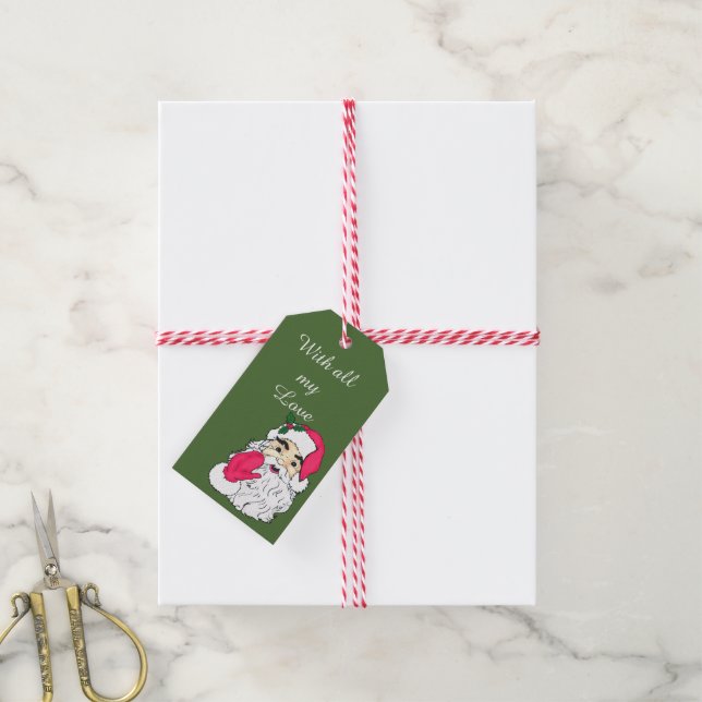 Étiquettes-cadeau Claus santa avec le texte (Avec de la ficelle)