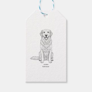 Étiquettes-cadeau Clean Minimalist Golden Retriever Line Art 