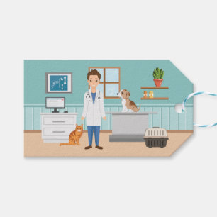 Étiquettes-cadeau Clinique vétérinaire homme hôpital pour animaux de