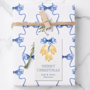 Étiquettes-cadeau Cloches de Noël ou de mariage à l'aquarelle
