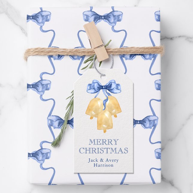 Étiquettes-cadeau Cloches de Noël ou de mariage à l'aquarelle (Créateur téléchargé)