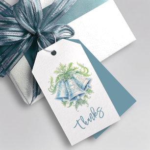 Étiquettes-cadeau Cloches mariages et aquarelle feuillu merci faveur