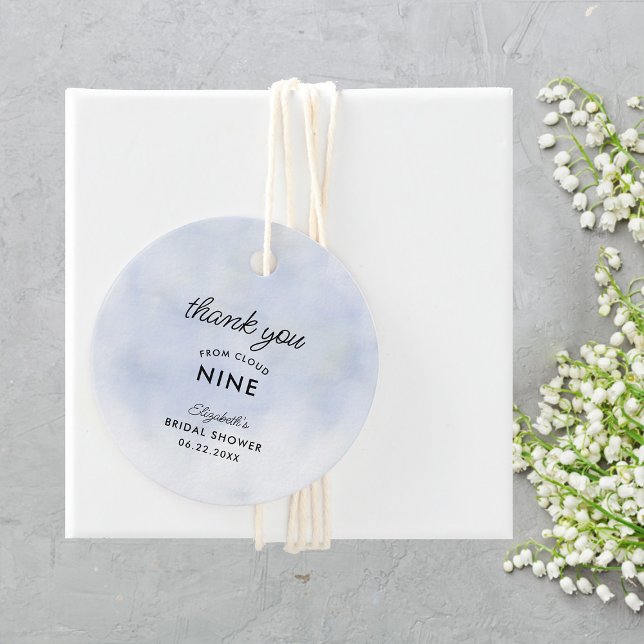 Étiquettes Cadeau Cloud 9 Blue Sky Elégante Fête des mariées simple (Créateur téléchargé)