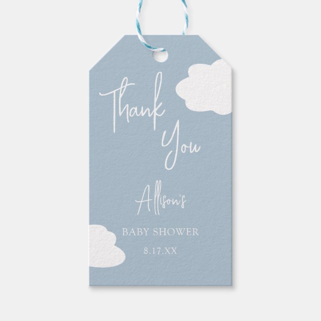 Étiquettes-cadeau Cloud Neuf Baby shower neutre pour les femmes Merc (Devant)