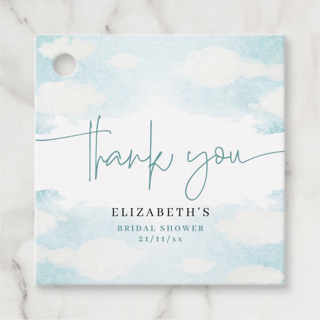 Étiquettes Cadeau Cloud Nine Bleu et Blanc Remerciements pour la Bab (Devant)