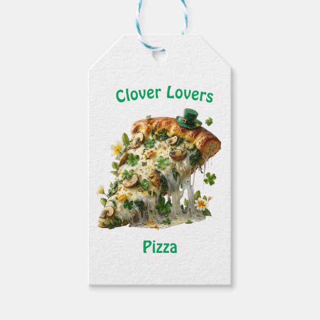 Étiquettes-cadeau Clover Lovers Pizza St. Patrick’s Day (Devant)