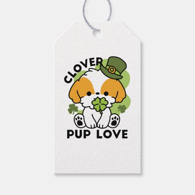 Étiquettes-cadeau Clover Pup Love - St. Patrick's Day Chien Design (Devant)