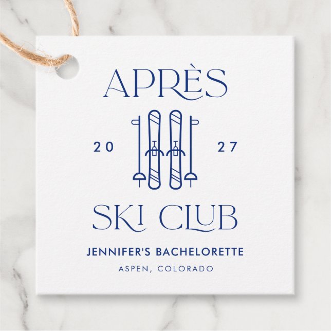 Étiquettes Cadeau Club Apres Ski Fête de Neige Hivernale Enterrement (Devant)