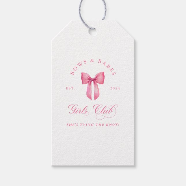 Étiquettes-cadeau Club de Bachelorette des Bows and Babes Girls (Devant)
