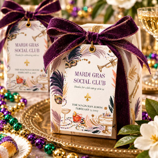 Étiquettes-cadeau Club Social Mardi Gras Célébration de la Nouvelle-