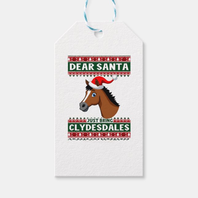 Étiquettes-cadeau Clydesdale Horse Christmas Ugly Xmas Sweater Eques (Devant)
