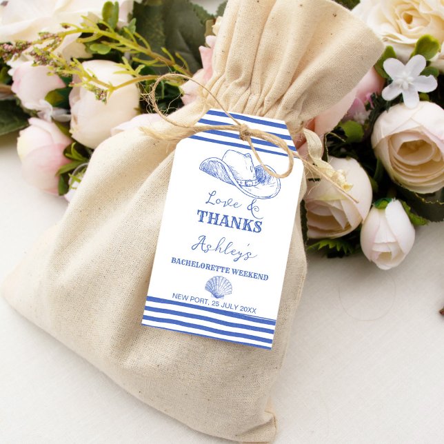 Étiquettes-cadeau Coastal Cowgirl Bachelorette merci faveurs (Coastal Cowgirl Bachelorette party thank you favors Gift Tags last toast on the coast favor tags)