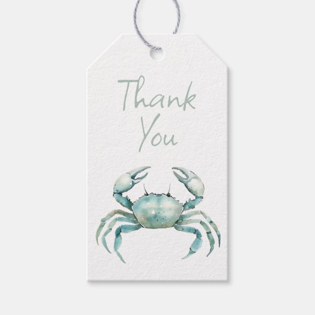 Étiquettes-cadeau Coastal Watercolor Crab Personalized (Devant)