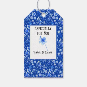 Étiquettes-cadeau Cobalt Blue Hibiscus Tropic Fleurs Motif