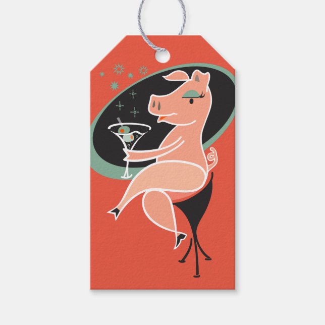 Étiquettes-cadeau Cochon avec Martini (Devant)