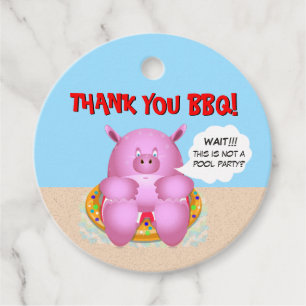 Étiquettes Cadeau Cochon drôle sur un flotteur Pool Beach Party